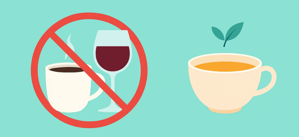 Avoiding caffeine and alcohol at night to reduce sleep problems during menopause.
