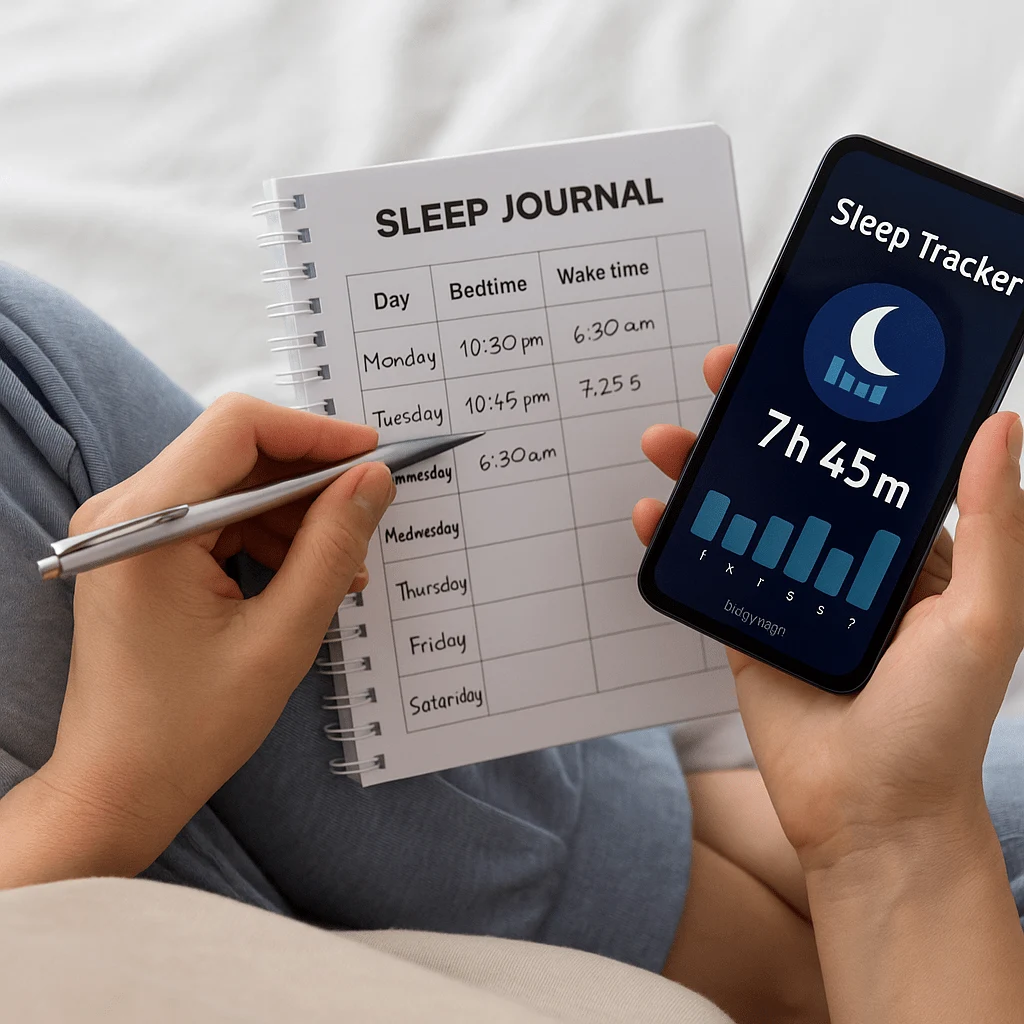 Tracking sleep patterns to find triggers and improve menopause sleep.