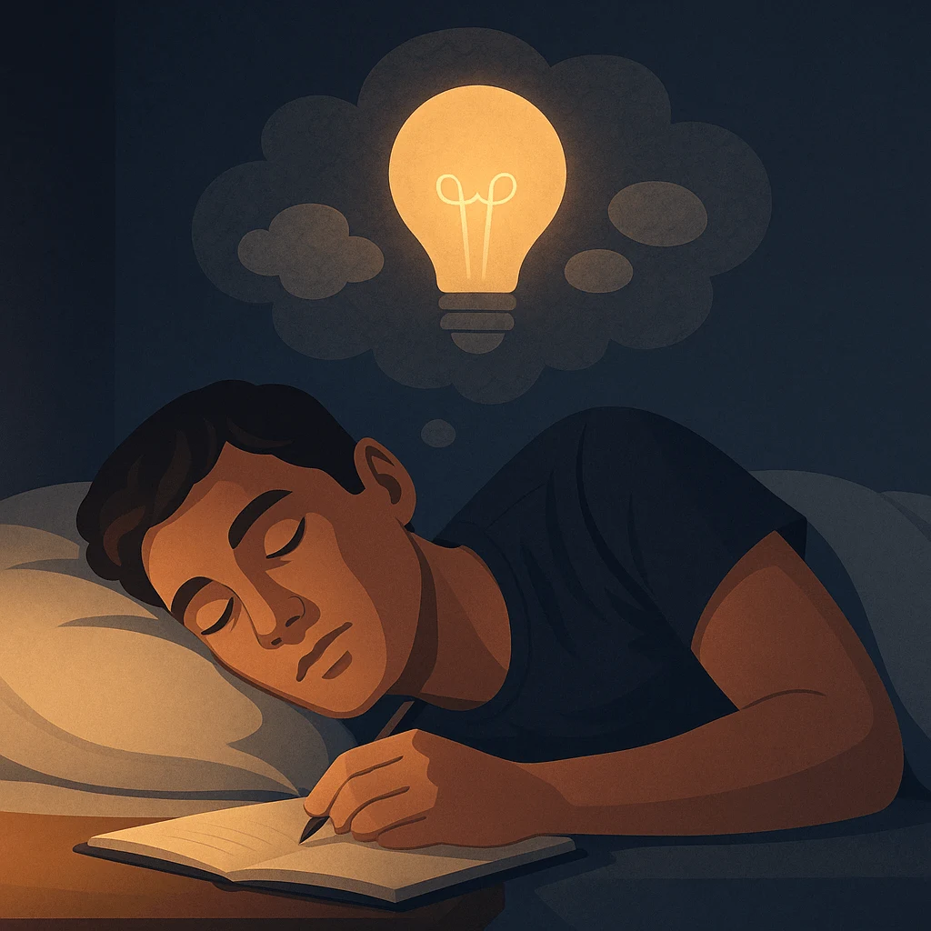 “Symbol of creativity emerging while a person sleeps.”