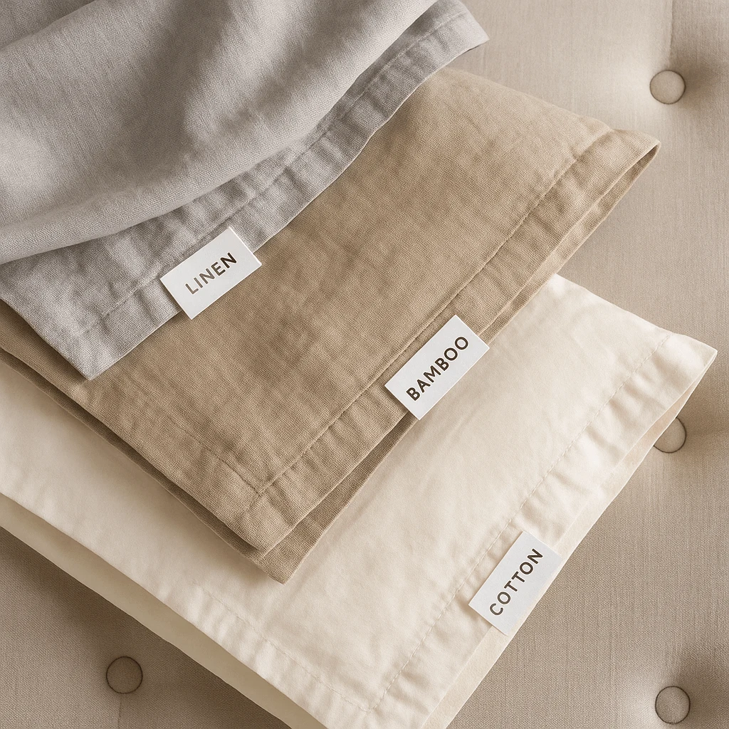 Cooling breathable summer bedding made from bamboo and cotton fabrics