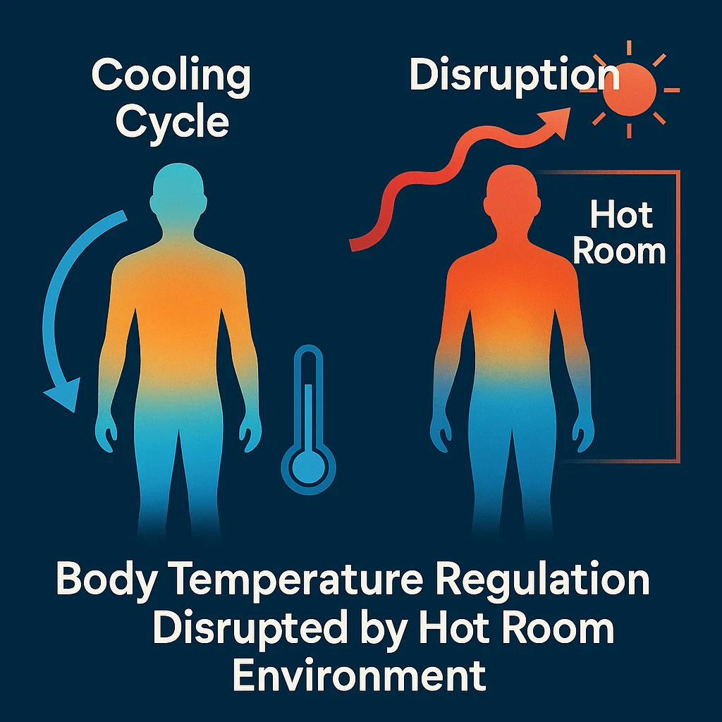 Body temperature regulation disrupted by hot room environment