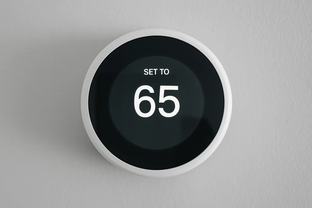 Thermostat set to ideal sleep temperature between 60 and 67 degrees