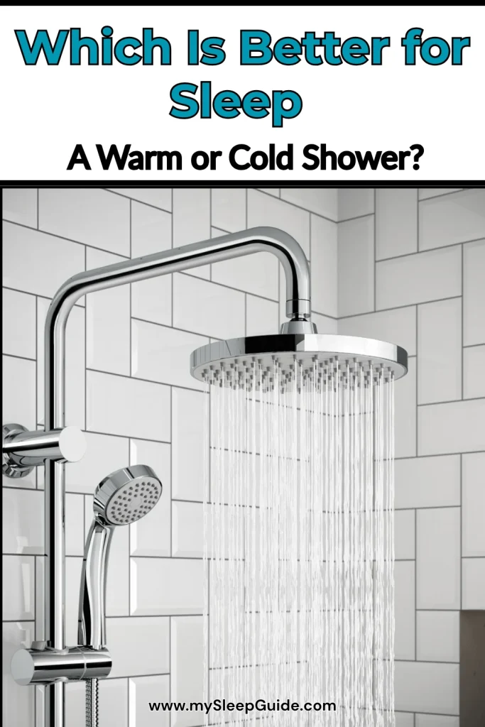Shower image pin exploring if you should shower before bed for better sleep.