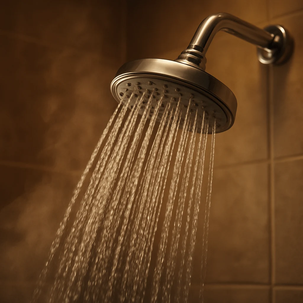 Warm shower running before bed to help the body relax and fall asleep faster