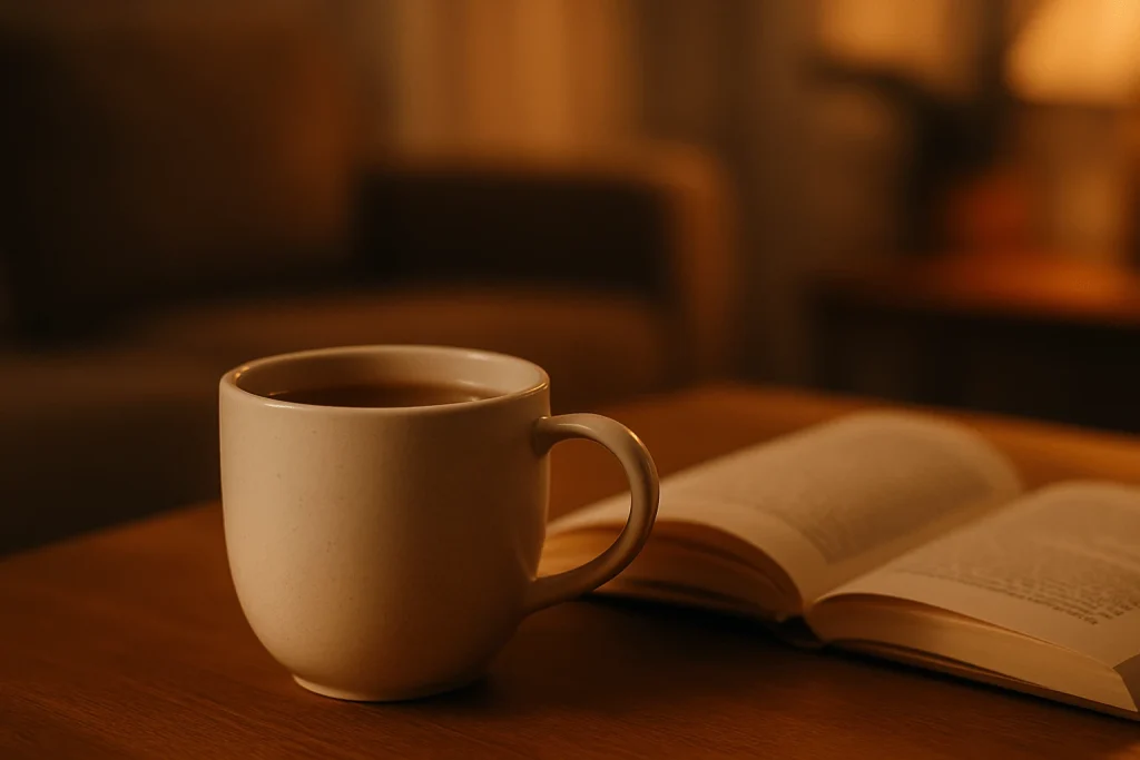 Cup of caffeine-free herbal tea in the evening.