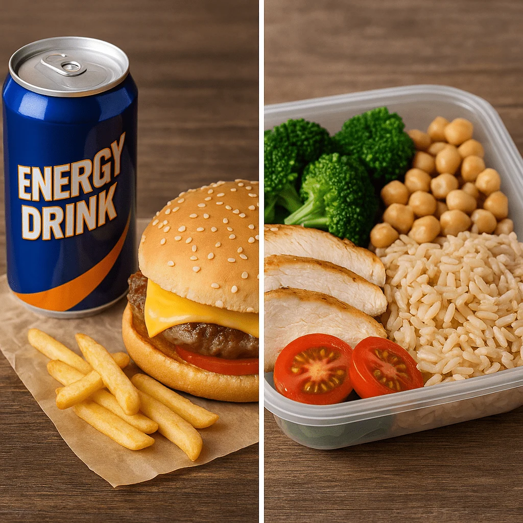 Lifestyle habits such as poor diet and dehydration contributing to tiredness