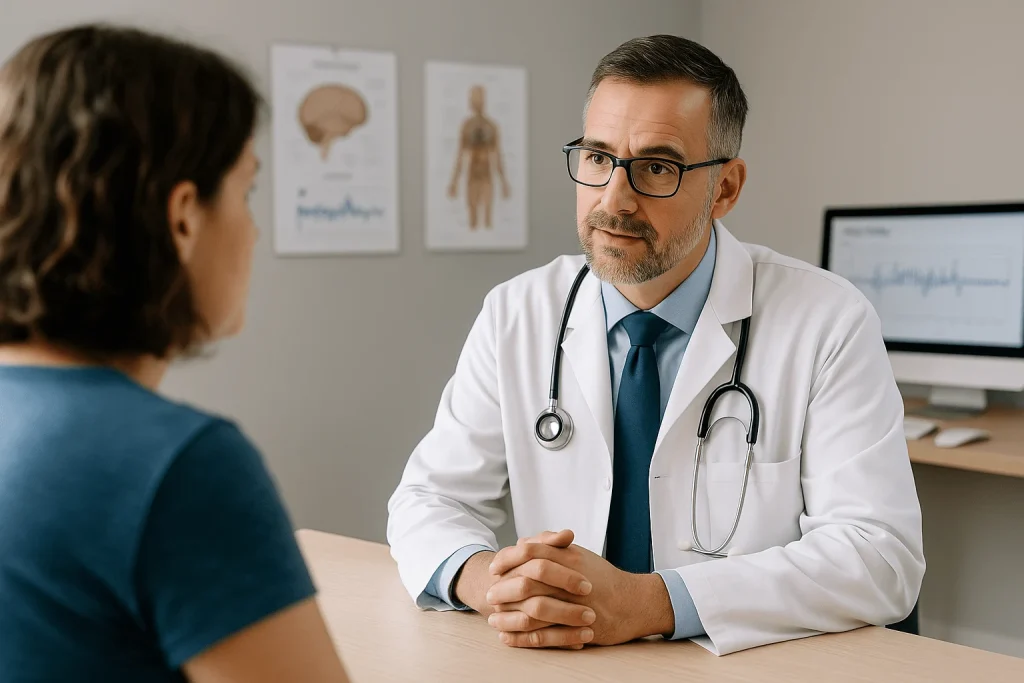 Doctor discussing treatment options for persistent night sweats with patient